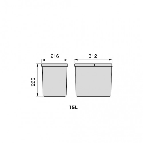 Lot de 2 bacs de tri Emuca Recycle pour tiroir de cuisine - 2 x 15 L noir - EMUCA