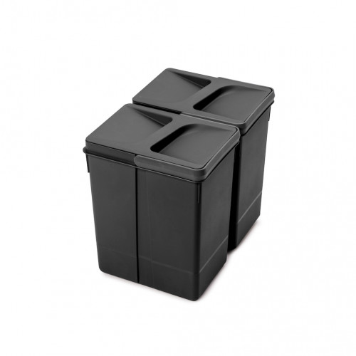 Lot de 2 bacs de tri Emuca Recycle pour tiroir de cuisine - 2 x 7 L noir - EMUCA