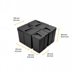 Lot de 4 bacs de tri Emuca Recycle pour tiroir de cuisine - 2 x 15 L et 2 x 7 L noir - EMUCA