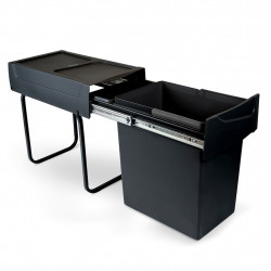 Poubelle de tri Emuca Recycle 20 L - fixation bas de caisson extraction manuelle noir de marque EMUCA, référence: B10030000
