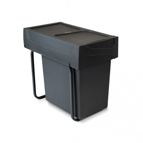 Poubelle de tri Emuca Recycle 20 L - fixation bas de caisson extraction manuelle noir - EMUCA