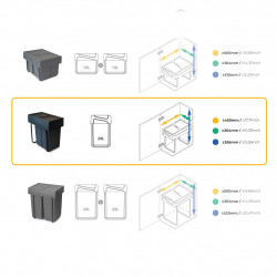 Poubelle de tri Emuca Recycle 20 L - fixation bas de caisson extraction manuelle noir - EMUCA
