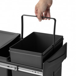 Poubelle de tri Emuca Recycle 2 x 25 L - fixation bas de caisson extraction manuelle noir - EMUCA