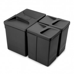 Lot de 3 poubelles de tri Emuca Recycle pour tiroir de cuisine - 1 x 15 L et 2 x 7 L noir de marque EMUCA, référence: B10030400
