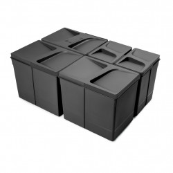 Lot de 5 poubelles de tri Emuca Recycle pour tiroir de cuisine - 3 x 15 L et 2 x 7 L noir de marque EMUCA, référence: B10030500