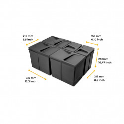 Lot de 5 poubelles de tri Emuca Recycle pour tiroir de cuisine - 3 x 15 L et 2 x 7 L noir - EMUCA