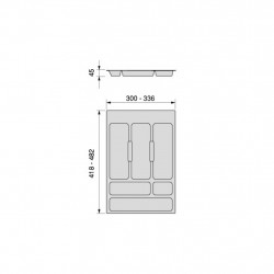 Range-couverts Emuca Optima 400 mm - organiseur de tiroir gris anthracite - EMUCA