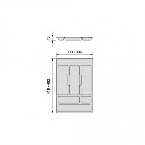 Range-couverts Emuca Optima 400 mm - organiseur de tiroir gris anthracite - EMUCA