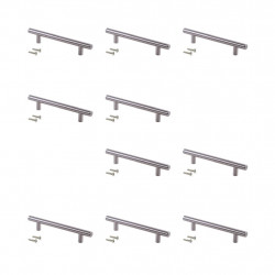 Lot de 10 poignées de meuble Orlando 136 mm - entraxe 96 mm nickel satiné de marque EMUCA, référence: B10030700