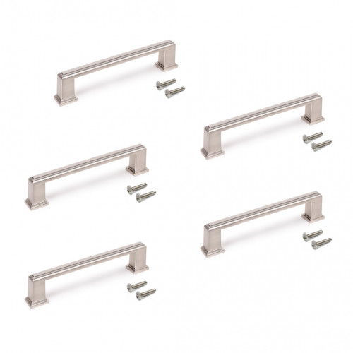 Lot de 5 poignées de meuble Tanger 147,5 mm - entraxe 128 mm nickel satiné - EMUCA