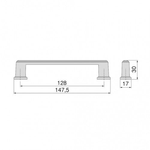 Lot de 5 poignées de meuble Tanger 147,5 mm - entraxe 128 mm nickel satiné - EMUCA