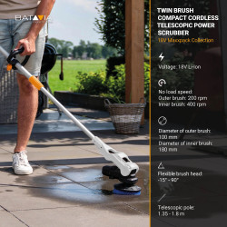 Brosse motorisée télescopique sans fil - Twin Brush - Compact Maxxpack 18V - vendue sans batterie ni chargeur - Batavia