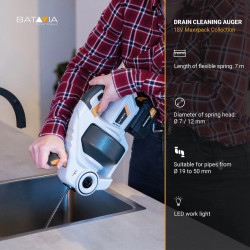 Déboucheur de canalisation sans fil - Maxxpack 18V - 6,8 m - vendu sans batterie ni chargeur - Batavia