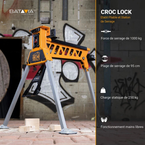 Établi pliant et station de serrage portable - Croc Lock - Batavia