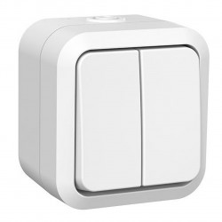 Double va-et-vient étanche blanc - commande 2 circuits 250 V - Quarx