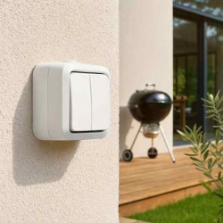 Double va-et-vient étanche blanc - commande 2 circuits 250 V - Quarx
