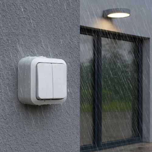 Double va-et-vient étanche blanc - commande 2 circuits 250 V - Quarx