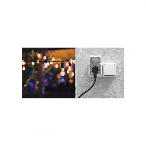 Double va-et-vient avec prise horizontale étanche blanche IP55 - commande et alimentation extérieure - Quarx