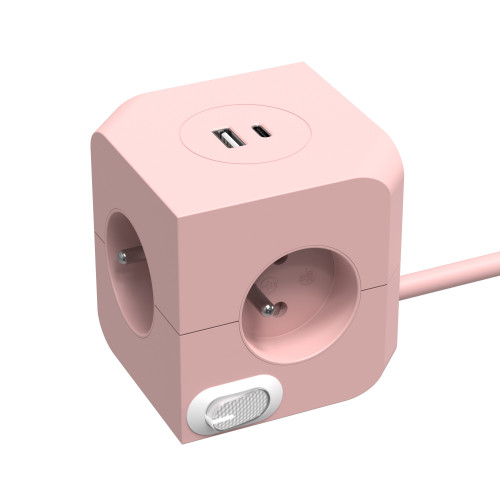 Bloc multiprise Power Cube rose 4 prises 16 A - 2 ports USB 3680 W - Link2home