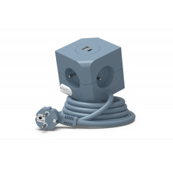 Bloc multiprise Power Cube bleu 4 prises 16 A - 2 ports USB 3680 W de marque Link2home, référence: B10033600