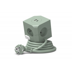 Bloc multiprise Power Cube vert 4 prises 16 A - 2 ports USB 3680 W de marque Link2home, référence: B10033700