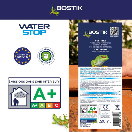 Membrane d'étanchéité Waterstop BOSTIK 290ML TUILE - Bostik