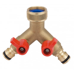 Jonction Y Boutté avec robinet 20 x 27 - raccord laiton 2 voies de marque BOUTTE, référence: J10072500