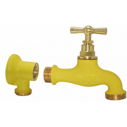 Robinet d’arrosage Boutté en laiton jaune - entrée mâle 15 x 21 et sortie mâle 20 x 27 de marque BOUTTE, référence: J10076200