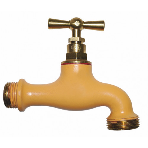 Robinet d’arrosage Boutté en laiton ocre - entrée mâle 15 x 21 et sortie mâle 20 x 27 - BOUTTE