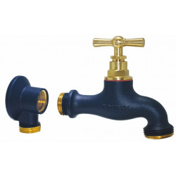 Robinet de jardin Boutté Saphir en laiton bleu - entrée M15 x 21 et nez M20 x 27 de marque BOUTTE, référence: J10077500