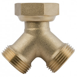 Nez Y fileté F20x27-M15x21 en laiton - 2 sorties avec écrou mobile de marque BOUTTE, référence: J10078800