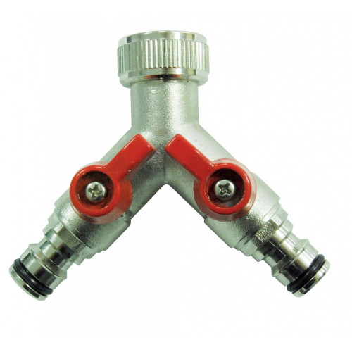 Nez sélecteur de circuits F20x27 en laiton nickelé - 2 sorties rapides - BOUTTE