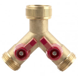 Nourrice 2 circuits F20x27-M20x27 en laiton - avec vannes d’arrêt de marque BOUTTE, référence: J10083900