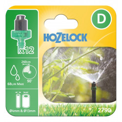 Micro asperseurs longue portée 90° - débit réglable 0 à 55 L/h - lot de 12 de marque HOZELOCK, référence: J10089200