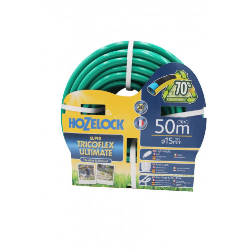 Tuyau d’arrosage - Super Tricoflex Ultimate 50 m - tuyau vert 15 mm anti-vrille - HOZELOCK