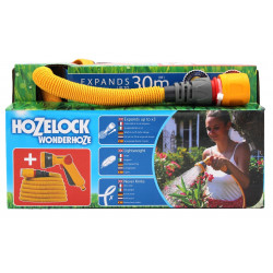 Tuyau d’arrosage extensible - Wonderhoze 30 m - textile jaune avec pistolet multijet de marque HOZELOCK, référence: J10092700