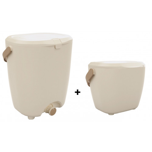 Lot de 2 composteurs de cuisine - Bokashi Pure 15 L - compostage intérieur beige - HOZELOCK