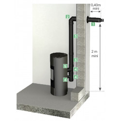 Kit horizontal - Apollo Pellets 2.0 - noir Ø80/130 mm - buse arrière réglable de marque Joncoux, référence: B10094800