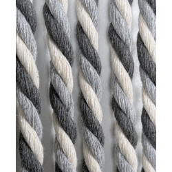 Rideau de porte en corde - 90 x 200 cm - coton gris et blanc 54 bandes - Jardiline
