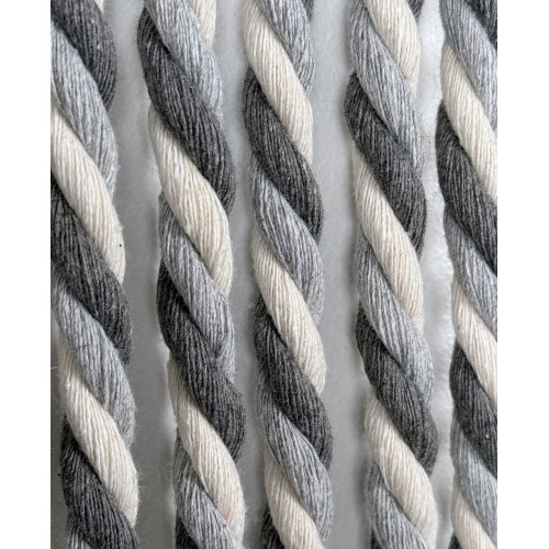 Rideau de porte en corde - 90 x 200 cm - coton gris et blanc 54 bandes - Jardiline