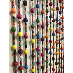 Rideau de porte - Bubble Gum - 90 x 200 cm - perles de bois multicolores 40 bandes de marque Jardiline, référence: B10101500