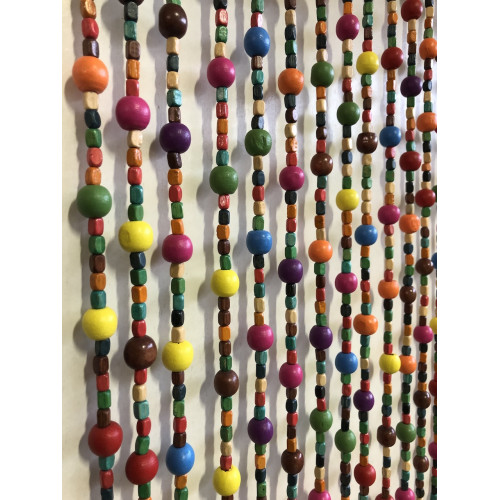 Rideau de porte - Bubble Gum - 90 x 200 cm - perles de bois multicolores 40 bandes - Jardiline