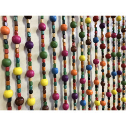 Rideau de porte - Bubble Gum - 90 x 200 cm - perles de bois multicolores 40 bandes - Jardiline