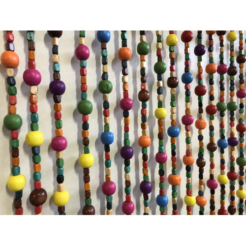 Rideau de porte - Bubble Gum - 90 x 200 cm - perles de bois multicolores 40 bandes - Jardiline