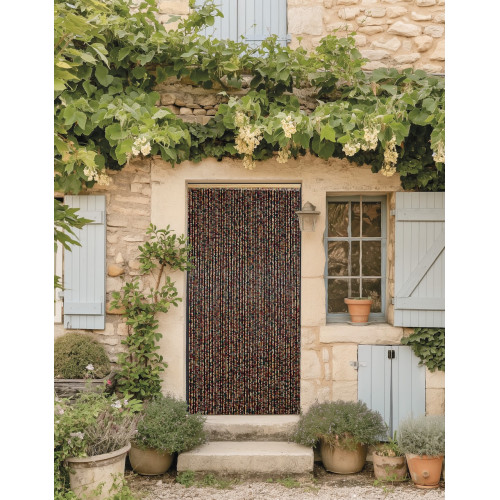 Rideau de porte - POP - 90 x 200 cm - perles de bois multicolores 70 bandes - Jardiline
