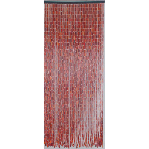 Rideau de porte - BAMBOU - 90 x 200 cm - bambou et perles de bois brun acajou - Jardiline