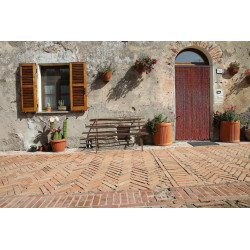 Rideau de porte - BAMBOU - 90 x 200 cm - bambou et perles de bois brun acajou - Jardiline
