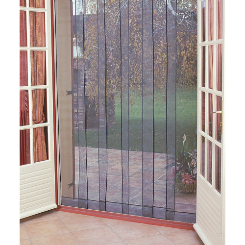 Moustiquaire de porte rideau - Arles - 160 x 220 cm - fibre de verre grise 6 bandes - Jardiline