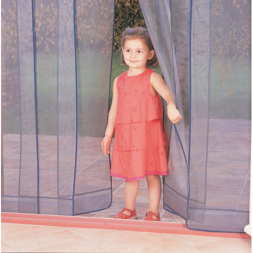 Moustiquaire de porte rideau - Arles - 160 x 220 cm - fibre de verre grise 6 bandes - Jardiline