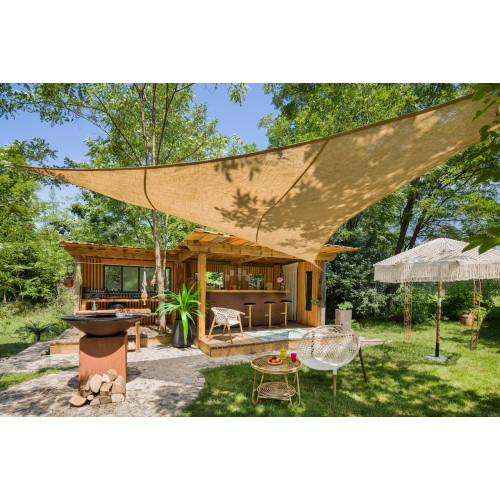 Voile d’ombrage triangulaire - NATUREL JUTE - 3 x 3 m - toile de jute naturelle beige - Jardiline